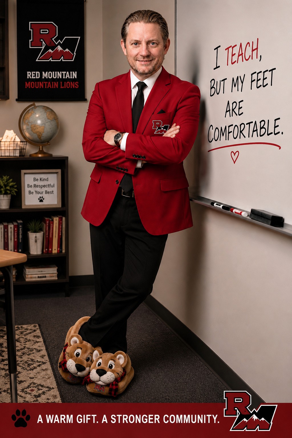 Red Mountain High School marketing students with the campaign slippers